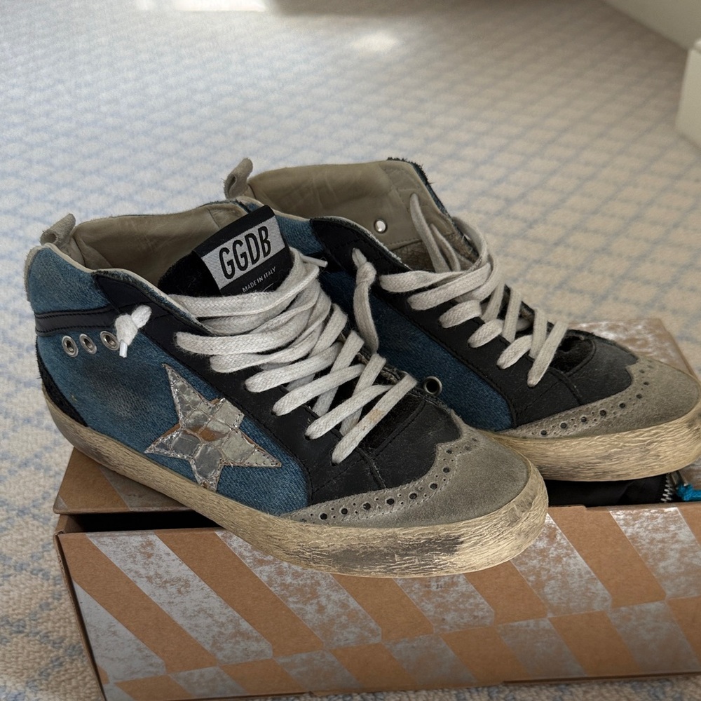 Golden Goose Blue and Black Sneakers